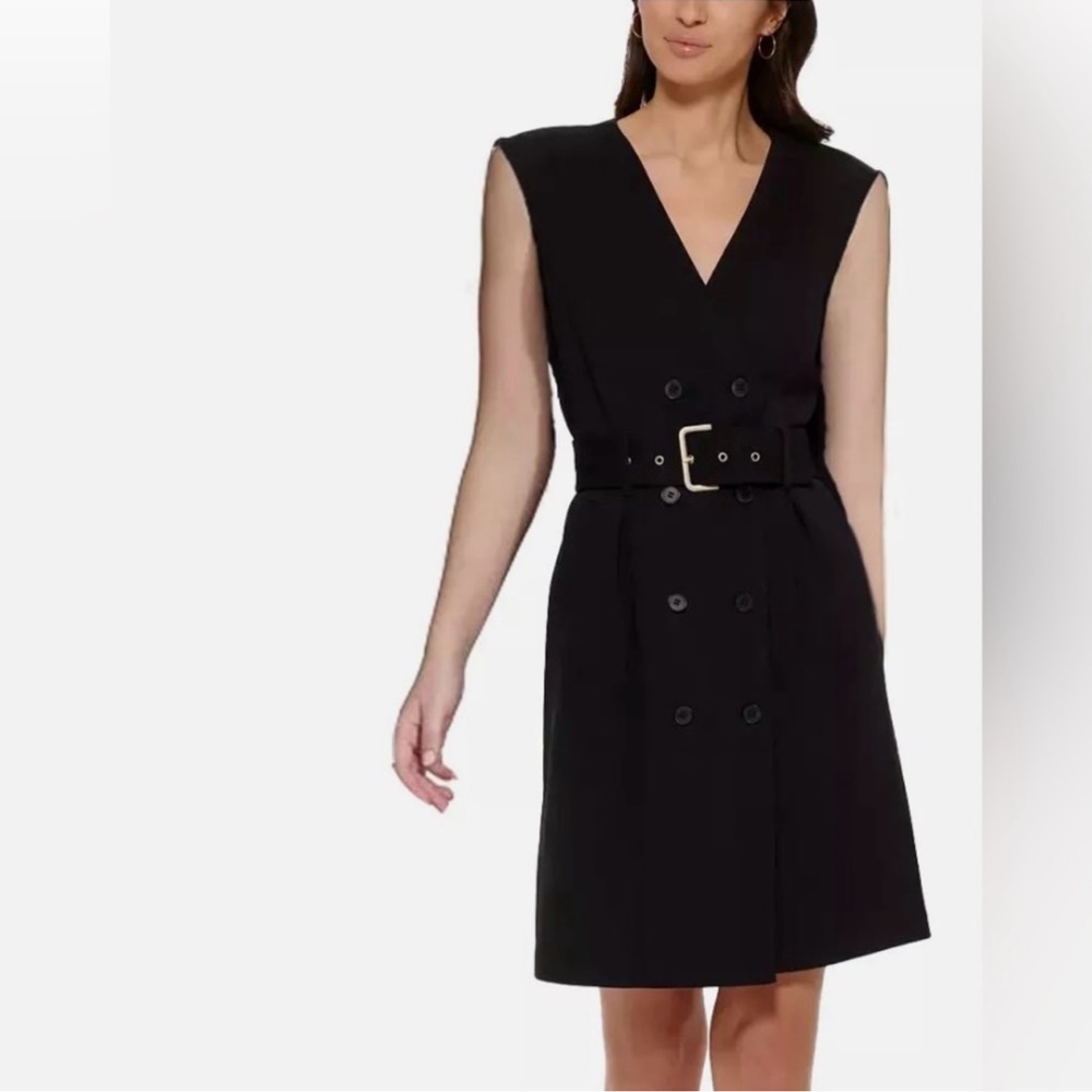 NWT Calvin Klein military sleeveless wrap dress